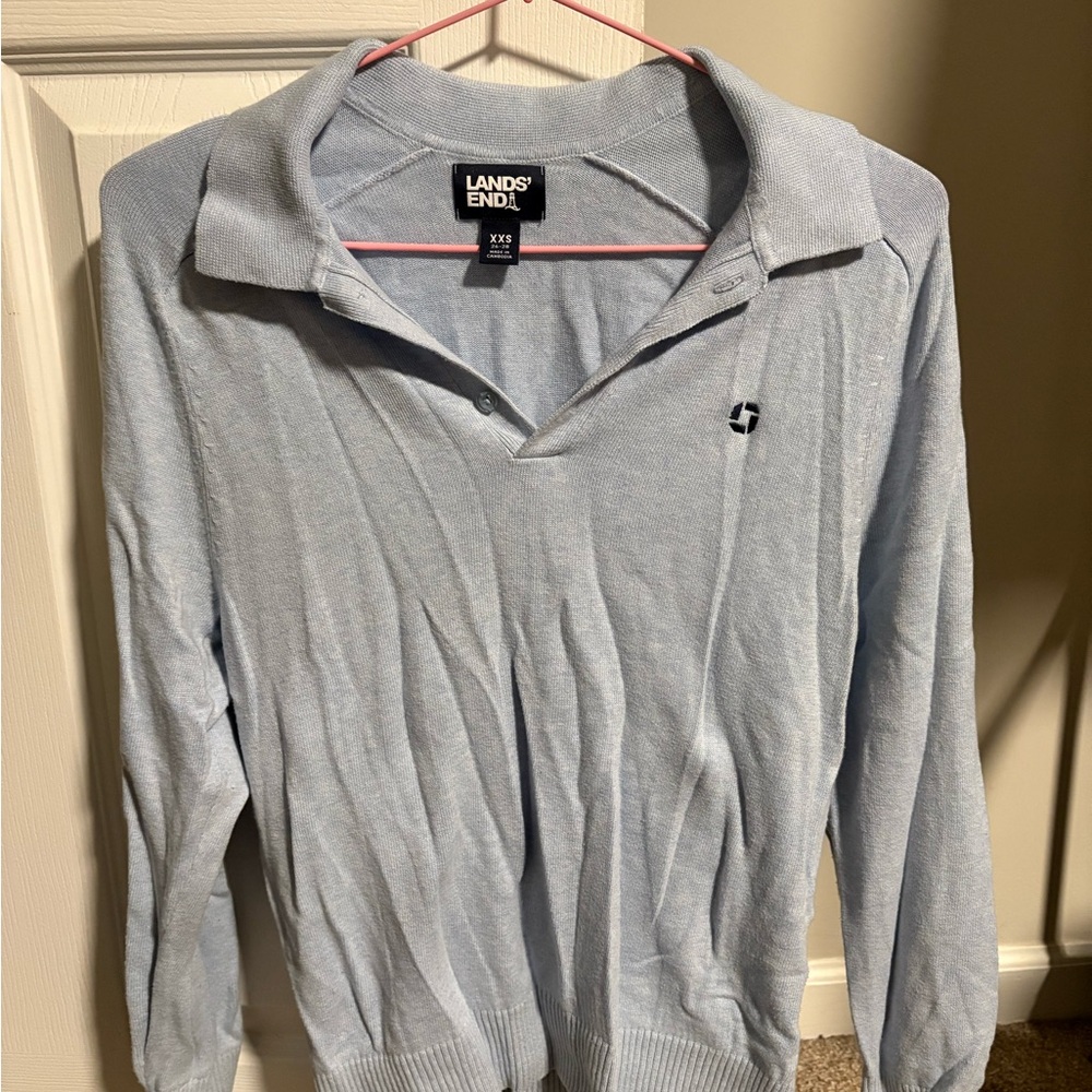 Lands' End Men's V-Neck Sweater in Soft Blue